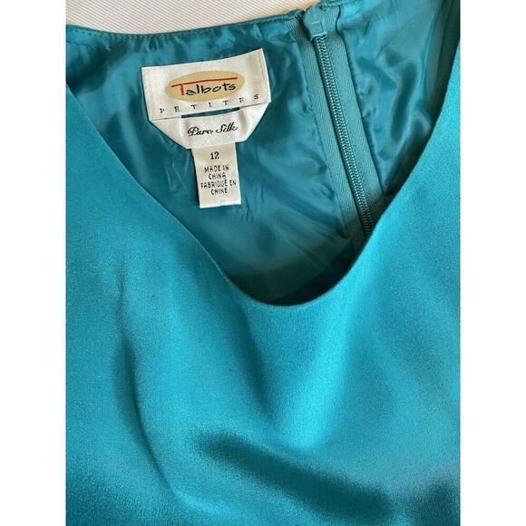 Talbots Silk Dress Jacket Set 12p Teal Blue Maxi Spring Light - Picture 13 of 16